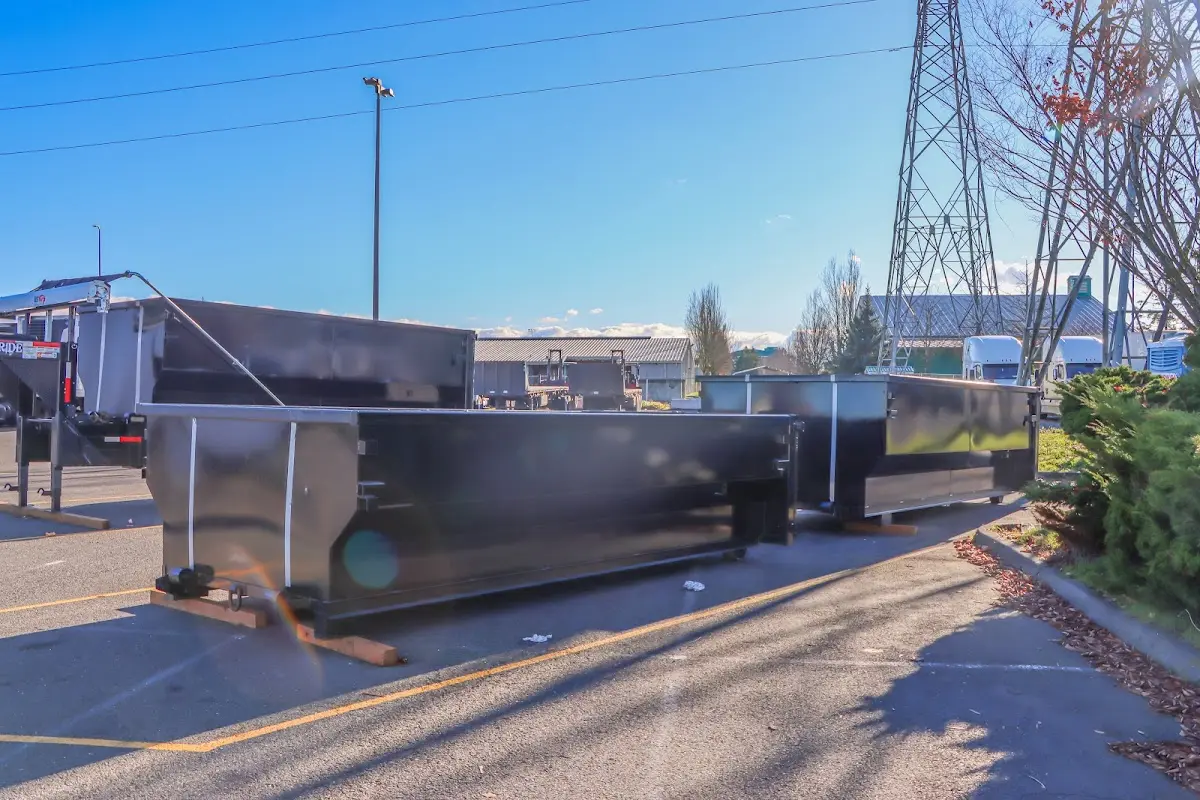 Roll-off dumpster ready for waste disposal at job site for 12 Yard Dumpster Rental in Fairview Shores